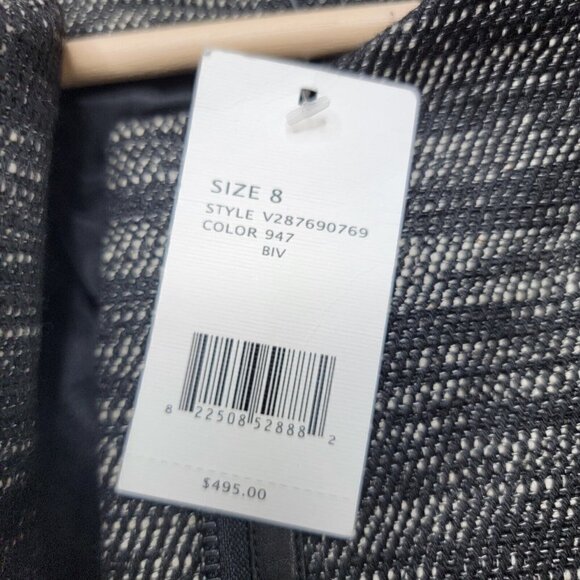 Vince Boucle Black White Leather Contrast Full Zip Jacket NWT Size 8 - Picture 9 of 13